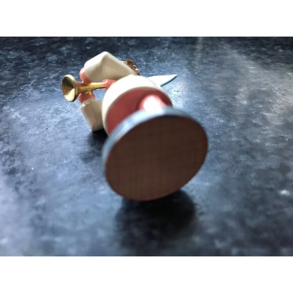 Vtg Christmas Wooden Music Angel Playing The Trumpet Erzgebirge Made In Germany - Picture 6 of 8